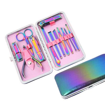 China Beautiful gradient color for case and tools 2014 valentines day gift 12pcs rainbow gradient color colorful nail kit professional manicure pedicure set for women for sale