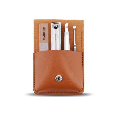 China Attractive bright color Eco friendly products 2023 custom logo glass nail file clipper kit manicure set professional in color leather bag for sale