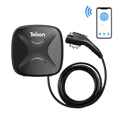 China Voltage monitoring Teison 7.2kw IP 65 APP smartphone wallbox electric vehicle charging station with outlet for sale