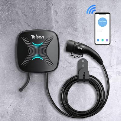 China Teison voltage monitoring APP WIFI 11kw type2 EV WALLBOX charger AC home charging station for sale