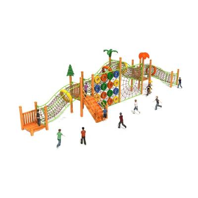 China Kindergarten Children Play Wooden Slide Outdoor Playground Climbing rope Equipment Set for Sale à venda