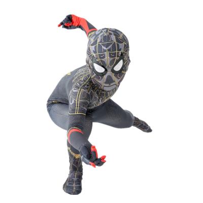 China Halloween Superhero Silk Kids Costume Spandex Tight Jumpsuit Jumpsuit Kids Party Spiderman Cosplay Costume With Mask for sale