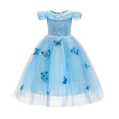 China Polyester Children Love Princess Blue Cosplay Dress Kids Character Movie Costume For Halloween Party for sale