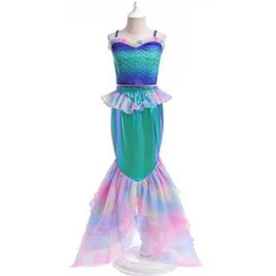 China Girls Princess Mermaid Costume Fancy Dress Sequins Little Girls Polyester Clothes Kids Ladder Beach Party Cosplay Halloween Outfit for sale