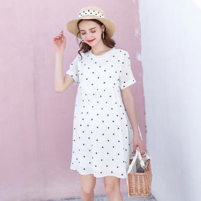 China Summer Viable Fashion Maternity Clothes Design Breathable Chiffon Printed Women A Line Dresses for sale