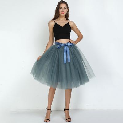 China Fashionable Plus Size Summer New Arrival Women High Waisted 7 Knee Length Layers Tulle Tutu Skirts for sale