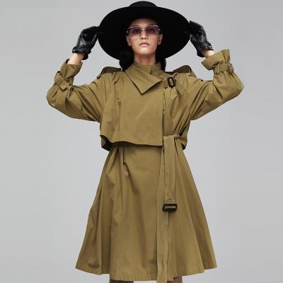 China High Quality Anti-Shrink Cotton Twill Long Sleeve Oversized Slimming Women Spring Treach Coat for sale