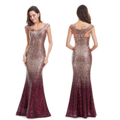 China 2020 New Arrival Anti-wrinkle Design Gradient Sequin Vintage Trumpet Mermaid Sleeveless One Piece Dress for sale