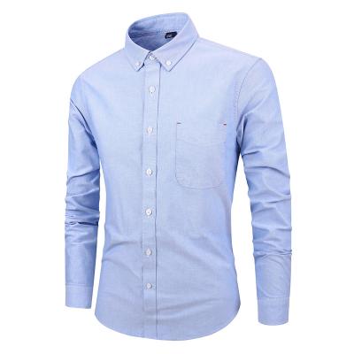 China Factory Wholesale In-Stock Cotton Mens Clothes Solid Anti-pilling Oxford Shirt For Business Men for sale