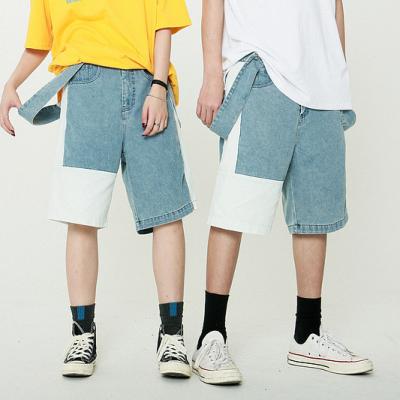 China Fashion clothing viable factory ready to ship half cotton denim blue wide leg shorts for men for sale