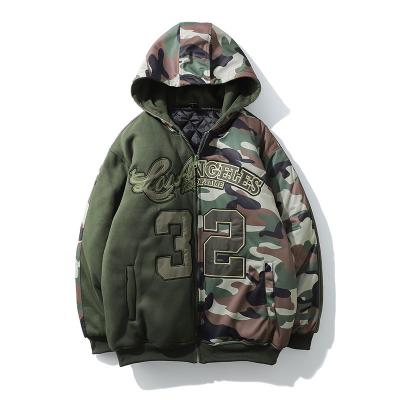 China Hip Hop Viable Men's Long Sleeve Rib Fashion Camouflage Printed Winter Jacket for sale