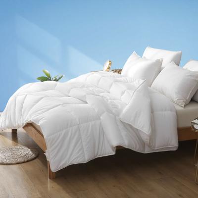 China Cheap White Cotton Blanket Fabric Anti-allergy Sleep Microfiber Duvet 100% White Comforter for sale