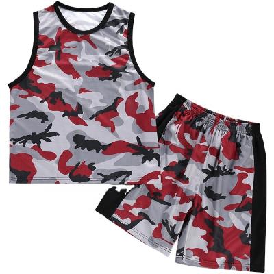 China Sports Wholesale Fashion Summer Kids Quick Dry Camouflage Sportswear Sets 2 Piece Vest&Shorts For Boys for sale