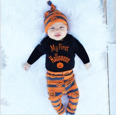 China Breathable 3Pcs Infant Clothes Baby Boy And Girls Cotton Romper +Pants Leggings+Hat Newborn Pajamas Kids Outfits Set for sale