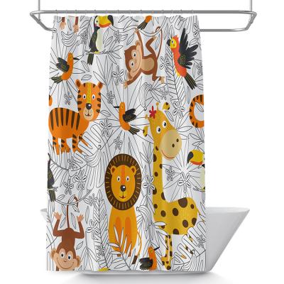 China Sustainable Wholesale Animal Giraffe Tiger Lion Shower Curtain Waterproof Shower Curtain In Bathroom for sale