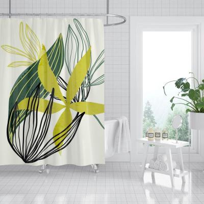 China Sustainable INS Styles 3D Floral Plants Printed Shower Curtain for sale