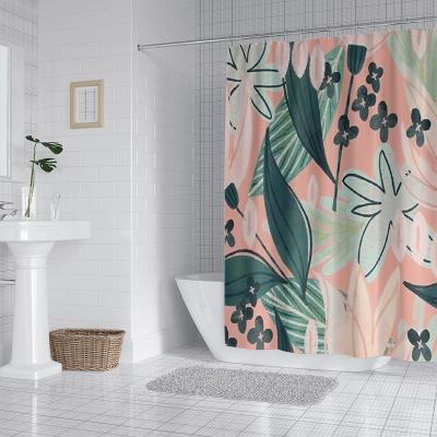 China Waterproof Viable Retro Style Polyester Floral Printed Shower Curtain for sale