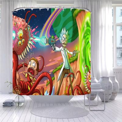 China Viable Anime Morty Bathroom Grindstone And Shower Curtain For Kids for sale