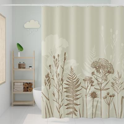 China 2021 New Trend Design Family Plain Polyester Bathroom Viable Hot Style Printed Shower Curtain for sale