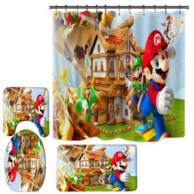 China Viable Play Role Printed Kids Cartoon 3d Shower Curtain Set for sale