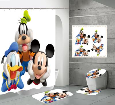 China Sustainable 3d Cute Cartoon Shower Shower Curtain Set Luxury For Kids for sale