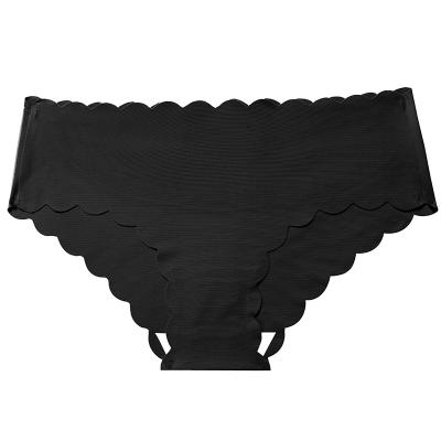 China Antibacterial most popular women's panties ice silk panties low-waist solid one piece traceless seamless laser cut underwear for sale