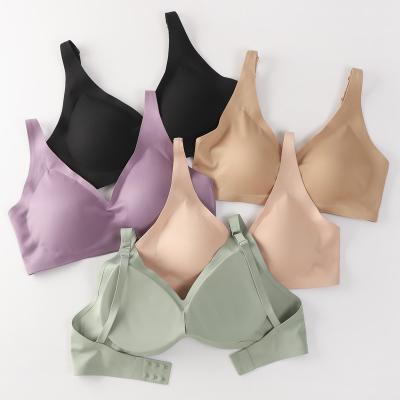 China Wholesale QUICK DRY Customized Seamless Bralette Style Bra V Bra Latex Underwear Women Seamless Thin Wireless Deep French Seamless Bras for sale