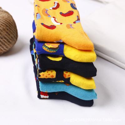 China Sporty Wholesale Unisex Ice Cream Or Hot Dog Pattern Medium Tube Cute Happy Socks for sale