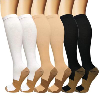 China Sporty Hot Selling Amazon Travel Custom Comfy Soft Compression Knee Copper Socks for sale