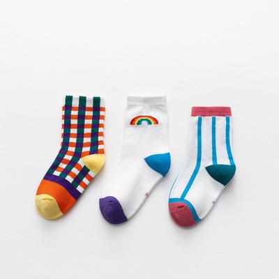 China Custom Logo Kid Colorful Fashion Sporty Daily Wear Cute Soft Cotton Kids Socks for sale