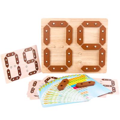 China Education Educational Time Toy Matching Math Learning Number Wooden Puzzle Counting Toy Educational Toy Learning Games for sale