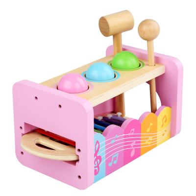 China Educational Wooden Toddler Toy Xylophone Kids Developmental Montessori Educational Hammer Grinding Toys Learning Toy for sale