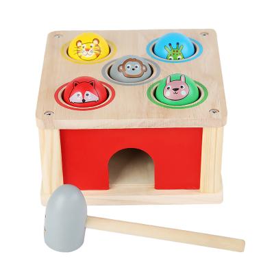 China Toy Toddler Knocking Ball Early Educational Wooden Animal Education Box Hammer Educational Aids Wooden Toys For Children for sale