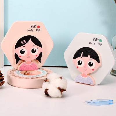 China Deciduous Tooth Cartoon Keepsake Box Educational Wooden Boys and Girls Shape Milk Teeth Wooden Storage Box Toys for Kids Toys for sale