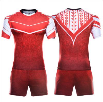 China Antibacterial No MOQ Custom Wholesale Sports Mens Rugby Tank Top Shirt And Shorts Sets For Men OEM Service Sublimation Rugby League Shirt for sale