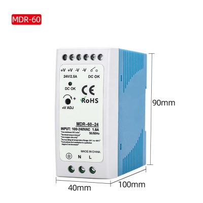 China MDR-60-24 SMPS 20W-60W-100W 12V5a Din Rail Power Supply 12V5a Switching AC To DC DC Control Industrial MDR-60-24 for sale