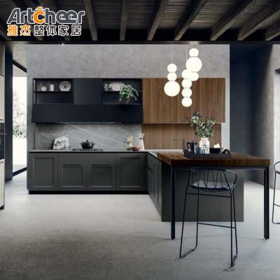 China Full Joinery Solid Wood Design Shaker Kitchen Cabinets in Walnut Wood Color for Durability for sale