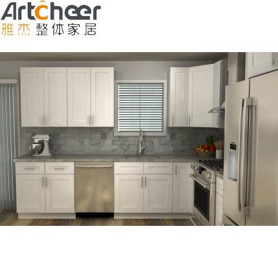 China Affordable Flat Pack Kitchen Cabinet with HPL/HPDL Door Material and Customized Design for sale