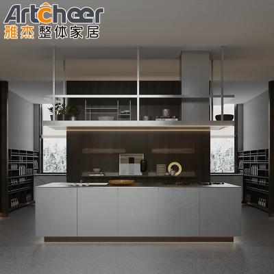 China Kitchen Furniture Solid Wood Modern Kitchen Cabinet with Luxury Kitchen Island Free Design Furniture Set for sale