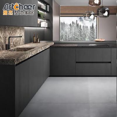 Κίνα RTA Kitchen Cabinet Complete Walnut European Style Luxury Black Wood Designs USA Italy προς πώληση