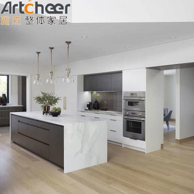 China Plywood Material and Modern Design The Perfect Combination for Villa Kitchen Cabinets for sale