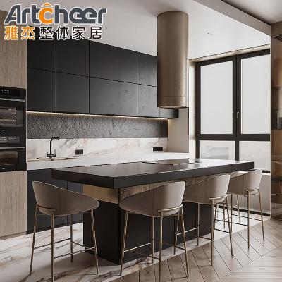 China Luxury Style Wooden Kitchen Cabinets with Kitchen Island Table and Toe Kick Accessories for sale