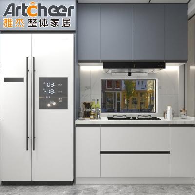 China Create a Modern Look in Your Apartment Kitchen with PVC Melamine Kitchen Cabinet Door for sale