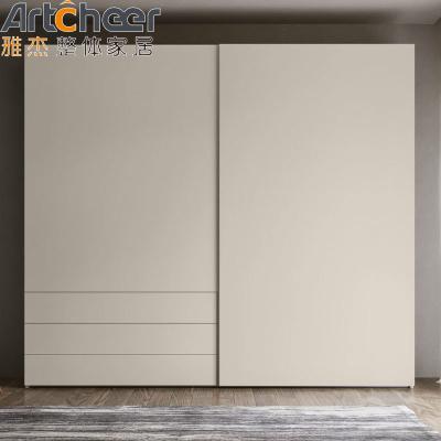 China Melamine Finish Plywood Carcase Italian Minimalist Style Sliding Closet Doors for Bedroom for sale