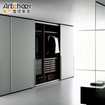 China Bedroom Furniture Modern White Clothes Wardrobe with Storage Wall Design Slide Door for sale