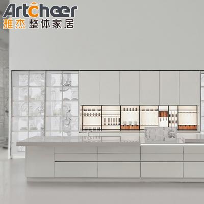 Chine Indoor and Outdoor Kitchen Grill with Fridge Cabinet Italian Island Design in White à vendre