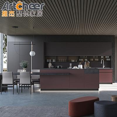 Chine Particleboard Islands Modular Kitchen Cabinets for Container Villa House in Bodex Color à vendre