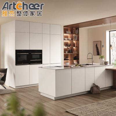 Chine Radius Beveled Edge Solid Wood Melamine Kitchen Island for Modern Apartment in Philippines à vendre