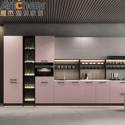 Κίνα Stylish Lacquer Finish Kitchen with Modern L Shape Peninsula and Soft Close Feature προς πώληση