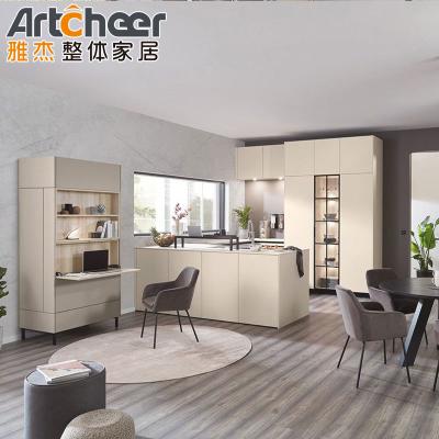 China Armários de cozinha modular de madeira com estilo antigo e luxo de mármore superior de tamanho personalizado à venda